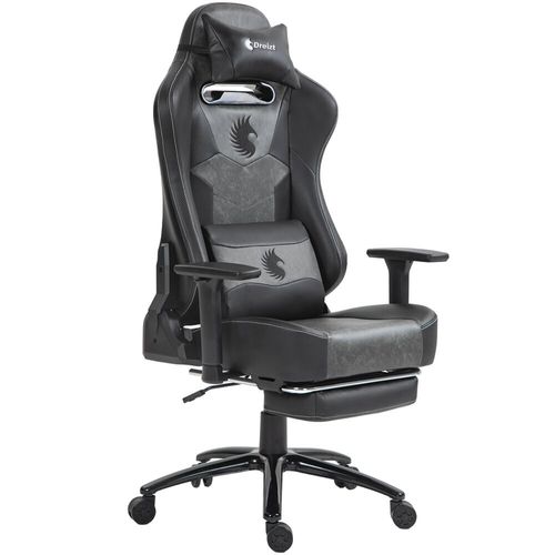 Silla Gamer Dreizt  Heroes Series Negro Premium Alta Calidad Reclinable Con Posapies Gas Lift Clase