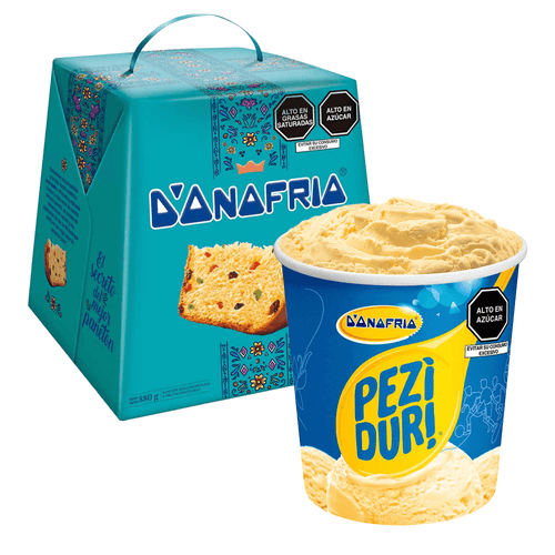 Pack Panetón D'ONOFRIO Caja 880g + Helado D'ONOFRIO Peziduri Vainilla Cremoso Pote 900ml