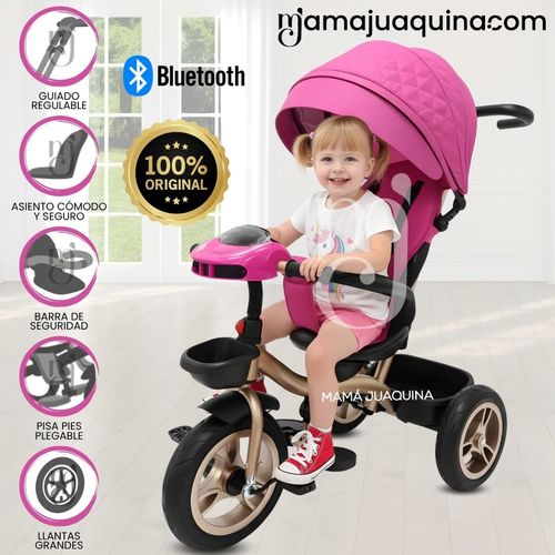 Triciclo Guiador Baby Happy «GOLDEN SPEED» Musical Fucsia
