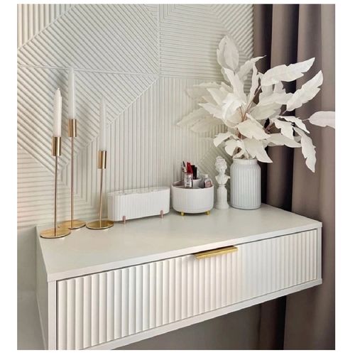 Velador Flotante Saori color Blanco Acanalado 1 cajón TU MESITA