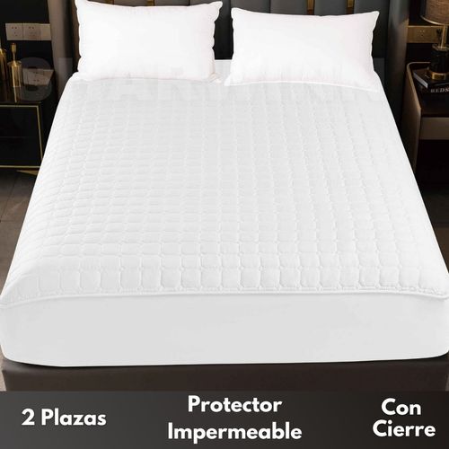 Cobertores de colchon funda para cama impermeable 2 plazas- blanco