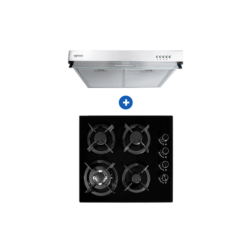 COMBO: ENCIMERA AGHASO 4 HORNILLAS GLP + CAMPANA EXTRACTORA 60 CM