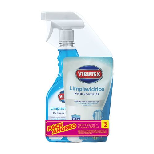 Combo Limpiavidrio Gatillo 650ml + Doypack 500ml Virutex
