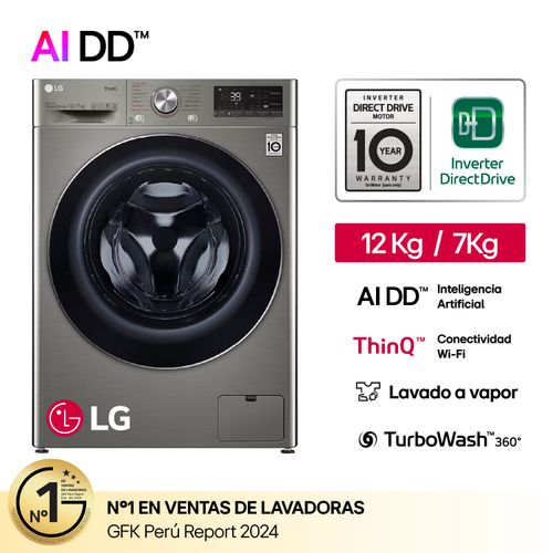 Lavaseca LG 12 Kg/7 Kg WD12PVC3S6C.APTGLGP Platino