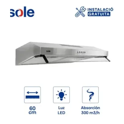 Campana Extractora Roma Sole Acero Inoxidable 60cm – TURE15COV2 - Motor/95Watts !OFERTON!