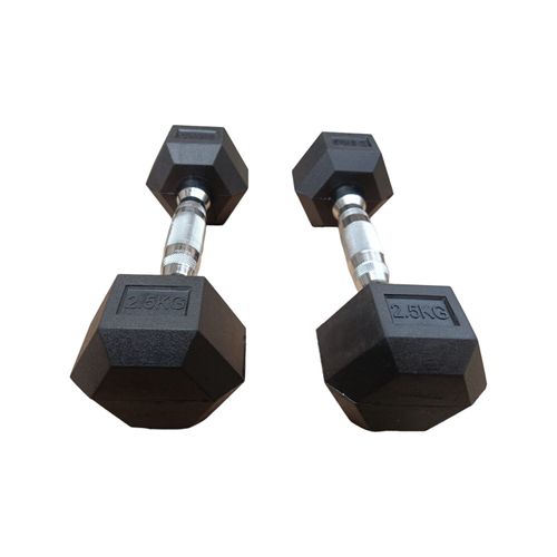 Par Mancuernas 2.5 Kg Pesas Cromadas Hexagonales De Caucho