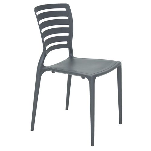 Silla Tramontina Summa Sofia en Polipropileno y Fibra de Vidrio Grafito con Respaldo Horizontal