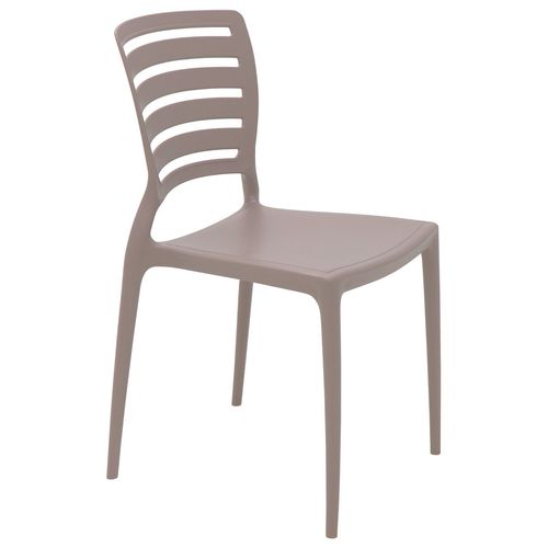 Silla Tramontina Summa Sofia en Polipropileno y Fibra de Vidrio Taupe con Respaldo Horizontal