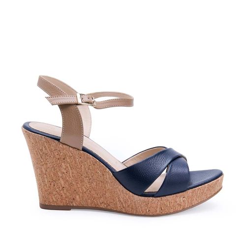 Sandalia D'orsay Casual ALE-2523 Azule/Trigo Viale Cuero