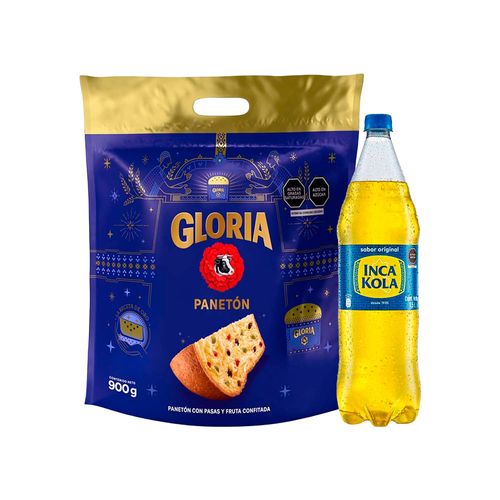 Pack Panetón GLORIA Bolsa 900g + Gaseosa INCA KOLA Botella 1.5L