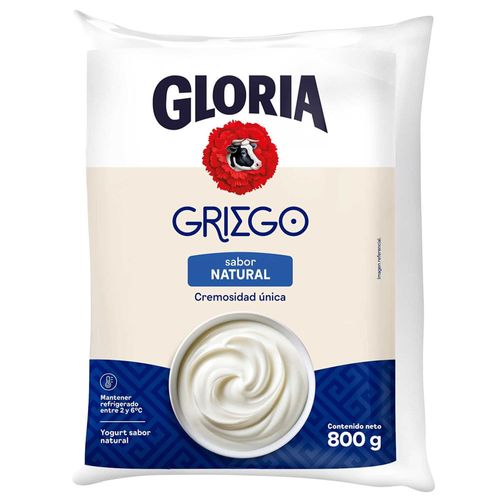 Yogurt Batido GLORIA Griego Sabor Natural Bolsa 800g