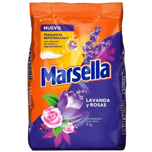 Detergente en Polvo MARSELLA Lavanda y Rosas Bolsa 8Kg