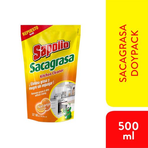 Repuesto Sacagrasa SAPOLIO Aroma Naranja Doypack 500ml