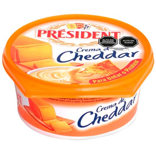 Queso Crema Cheddar PRESIDENT Paquete 125g