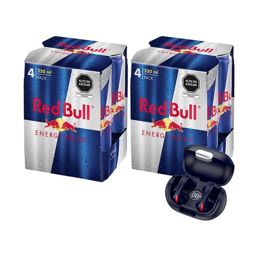 Pack Audífonos In Ear RED BULL EB 170 + Bebida Energizante RED BULL Lata 250ml Paquete 4un x 2un