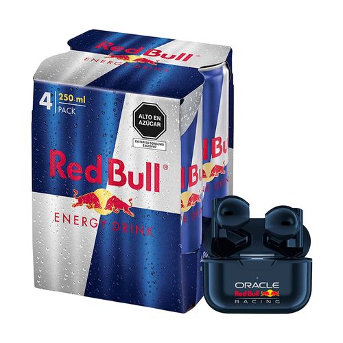 Pack Audífonos In Ear RED BULL EB 200 + Bebida Energizante RED BULL Lata 250ml Paquete 4un