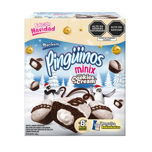 Pastelito Minix Pingüino MARINELA Cook&Cream Caja 8un
