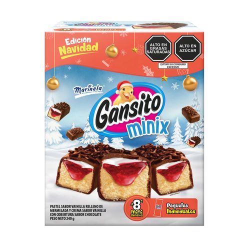 Pastelito Minix Gansito MARINELA Chocolate Caja 8un
