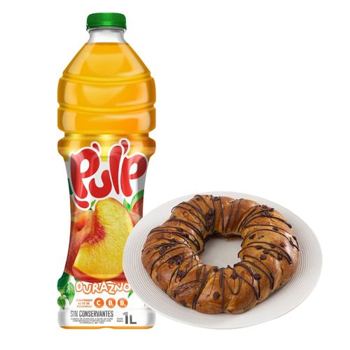 Pack Bebida PULP Sabor a Durazno Botella 1L + Rosca de Chocolate