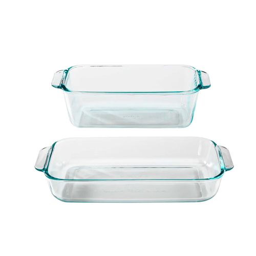 Set Fuente Rectangular Pyrex 2lt + Fuente cuadrada 1.4Lt  300196
