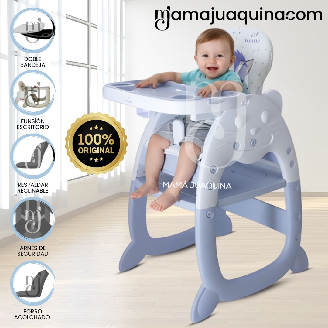 Silla de Comer Escritorio 3 en 1 «GATO NEW» Azul