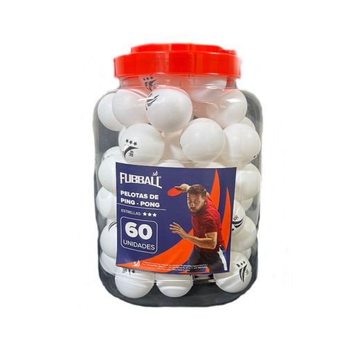 PELOTAS PARA PING PONG 3 ESTRELLAS POTE DE 60 PCS FUBBALL BLANCO
