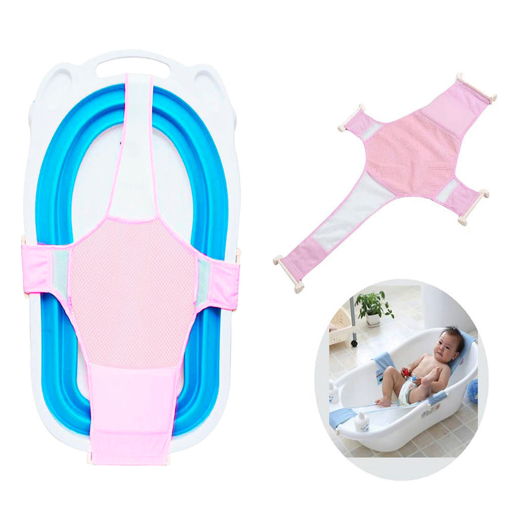 Hamaca de Baño De 4 Anclajes Baby Froggie Rosado Para Bebe soporte para tina