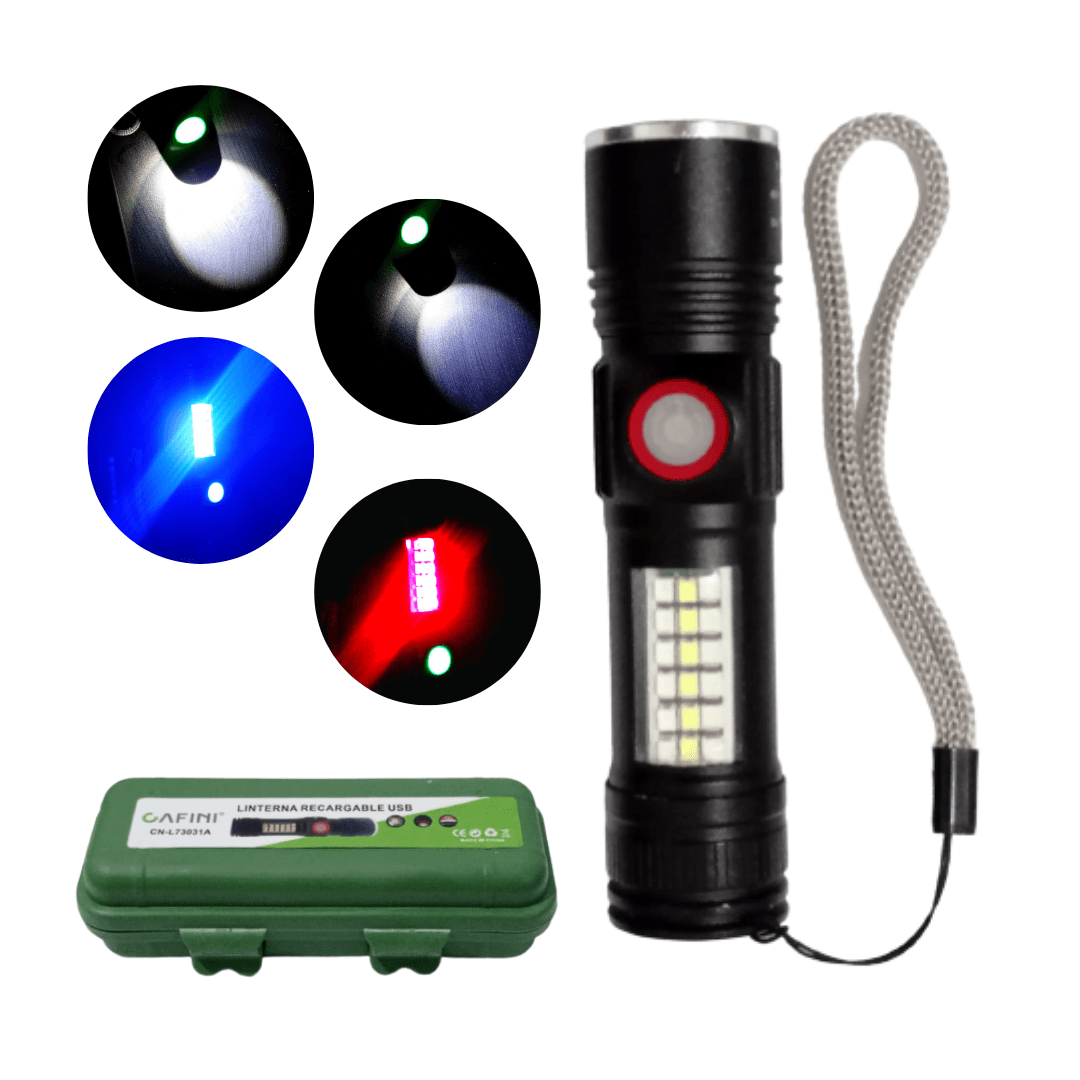 LINTERNA TACTICA DE MANO RECARGABLE USB CAFINI