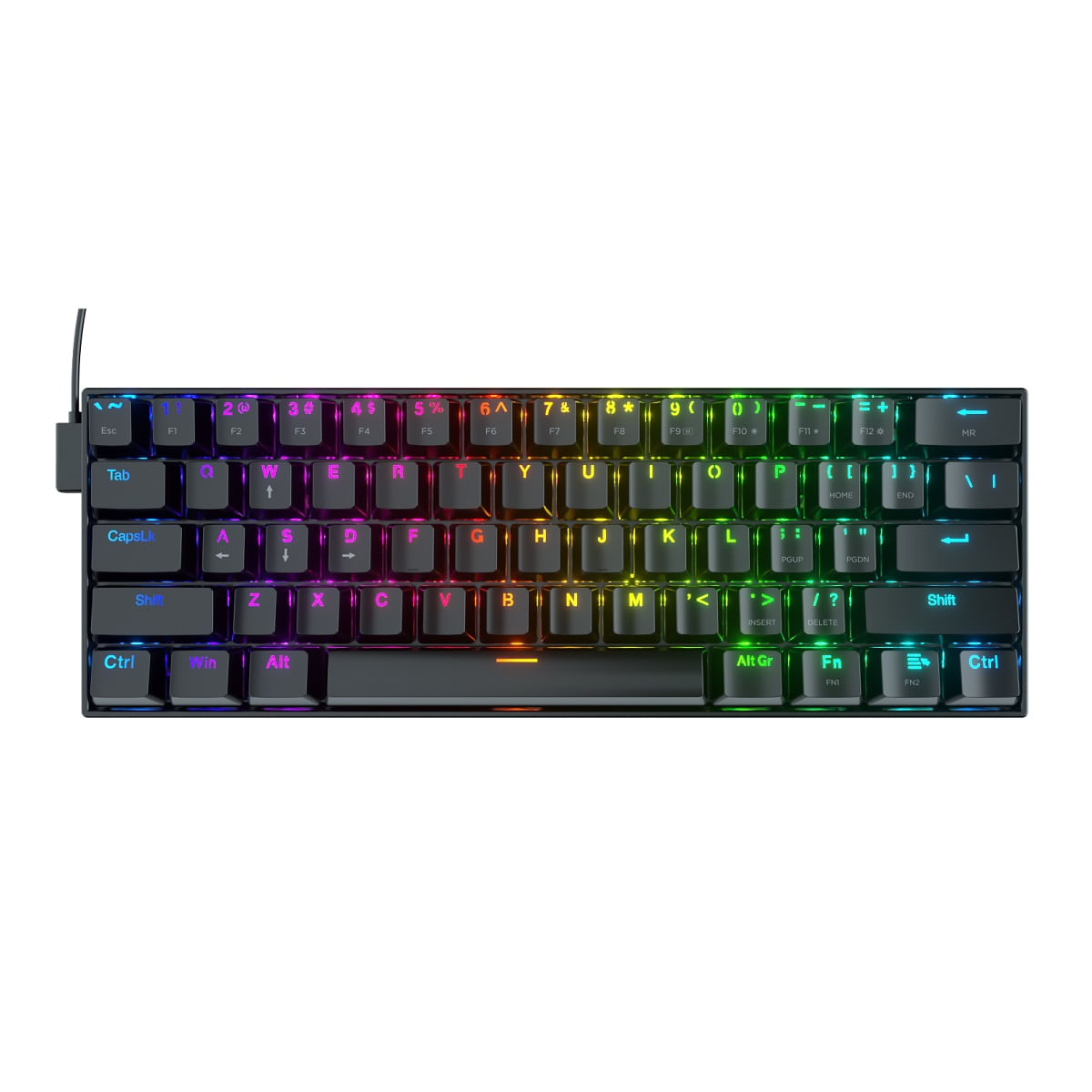 Redragon - Teclado Dragonborn K630 RGB 60% Switch Red Español – Black