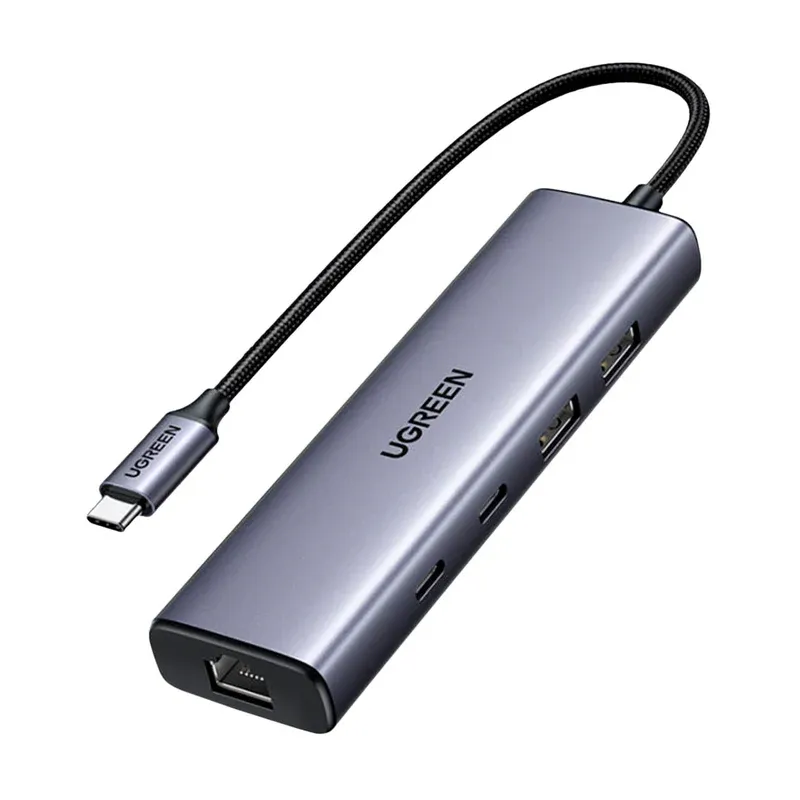 Hub USB-C UGREEN CM512 6 en 1 – 4K HDMI, Ethernet 1 Gbps, 3× USB-A 3.0 5 Gbps, Carga PD 100 W
