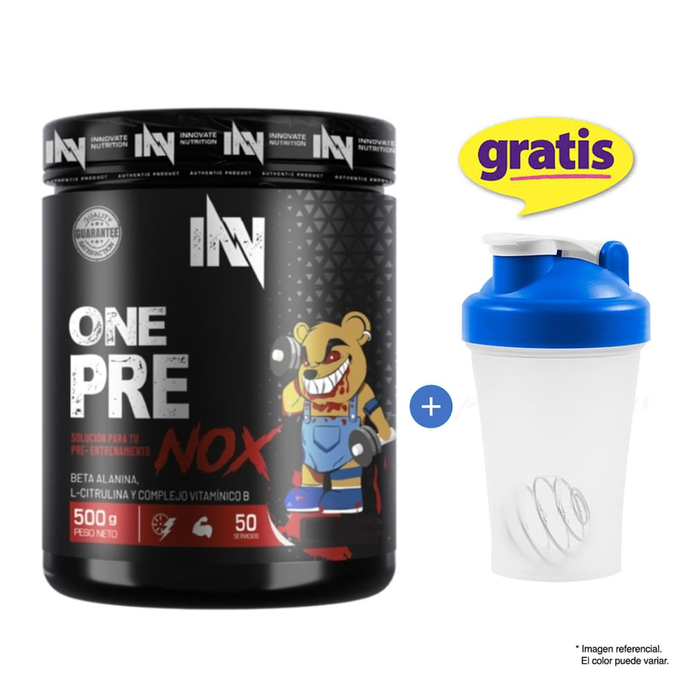 One Pre Nox 500 gr pre entreno inn fruit Punch + tomatodo