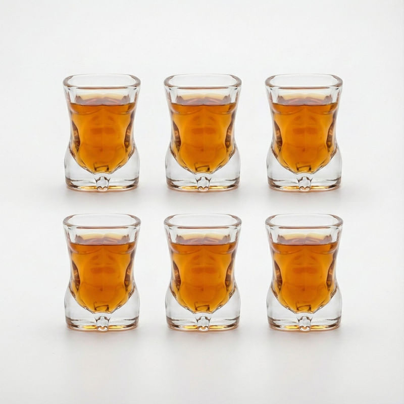 Set de Vasos Shot de Vidrio Diseño Cuerpo Masculino x6 Und