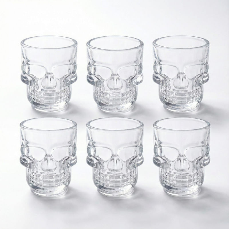 Vasos Shot de Vidrio con Diseño Calavera – Set x6
