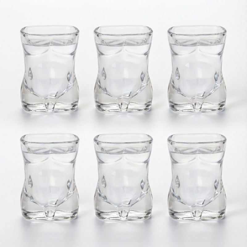 Vasos Shot de Vidrio con Silueta Masculina Set x6