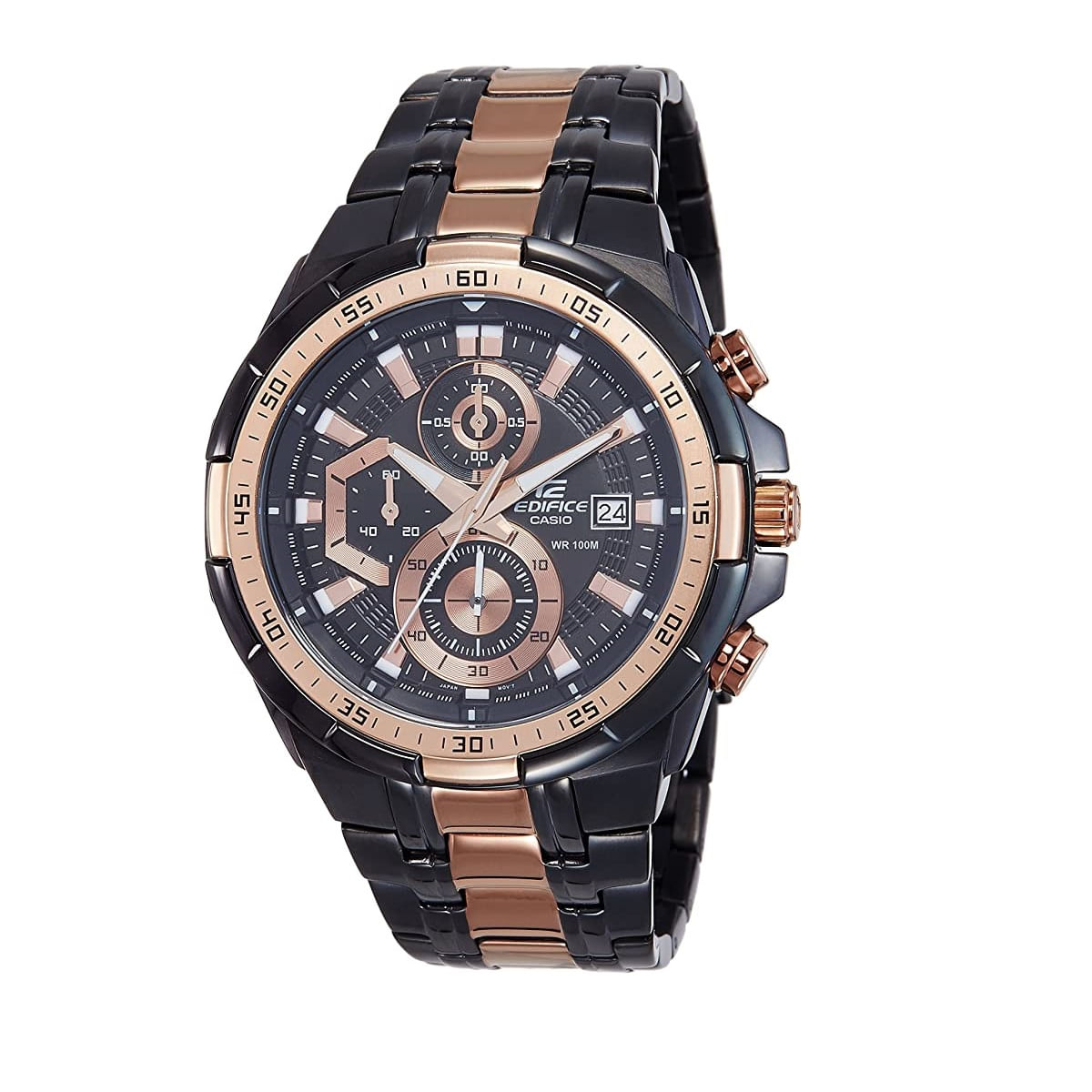 Reloj Casio Edifice Cronógrafo Efr-539bkg Black and Gold Rose