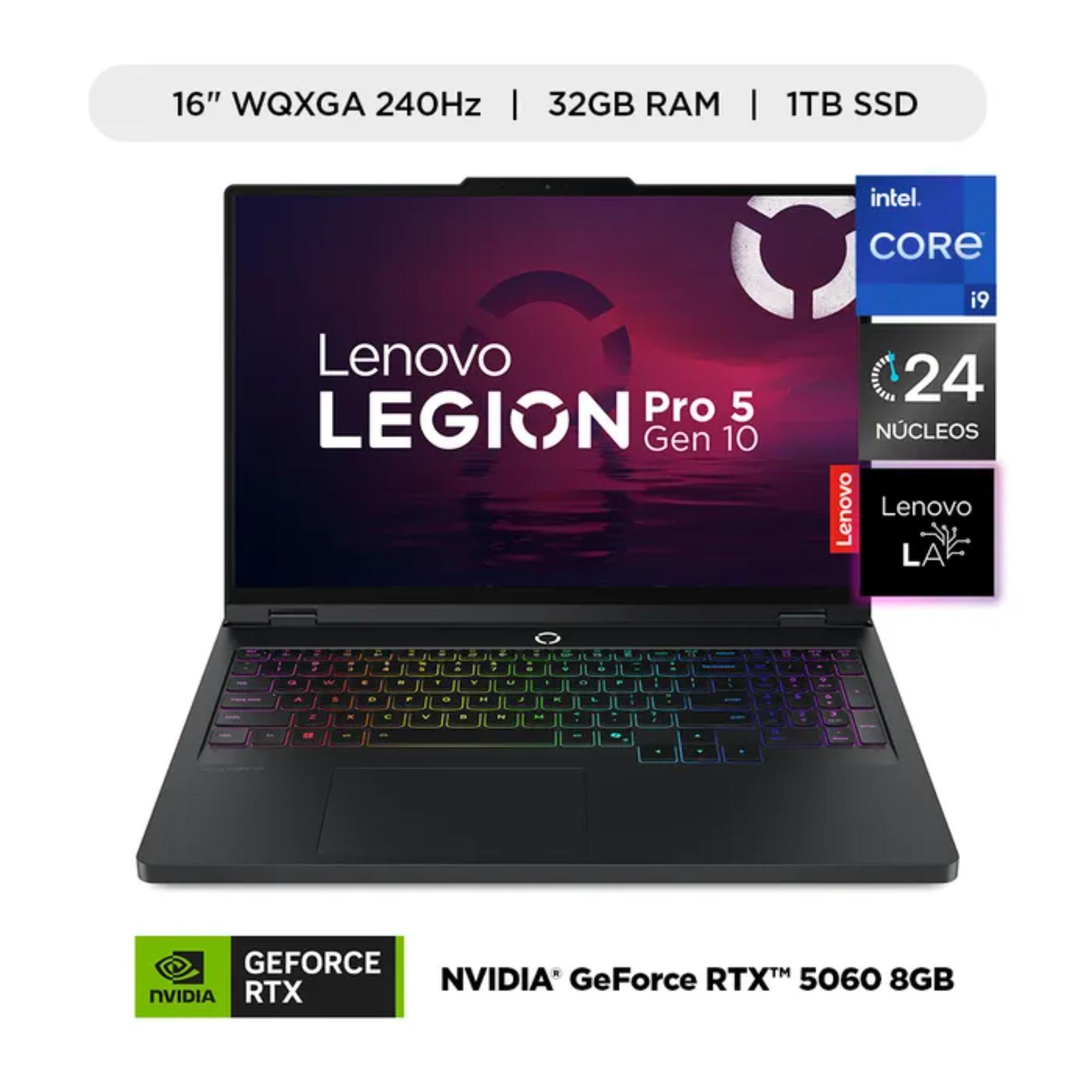 Laptop Gamer Lenovo Legion Pro 5i 16"" Intel Core i9-14900HX 32GB 1TB SSD RTX 5060 8GB WQXGA 240Hz
