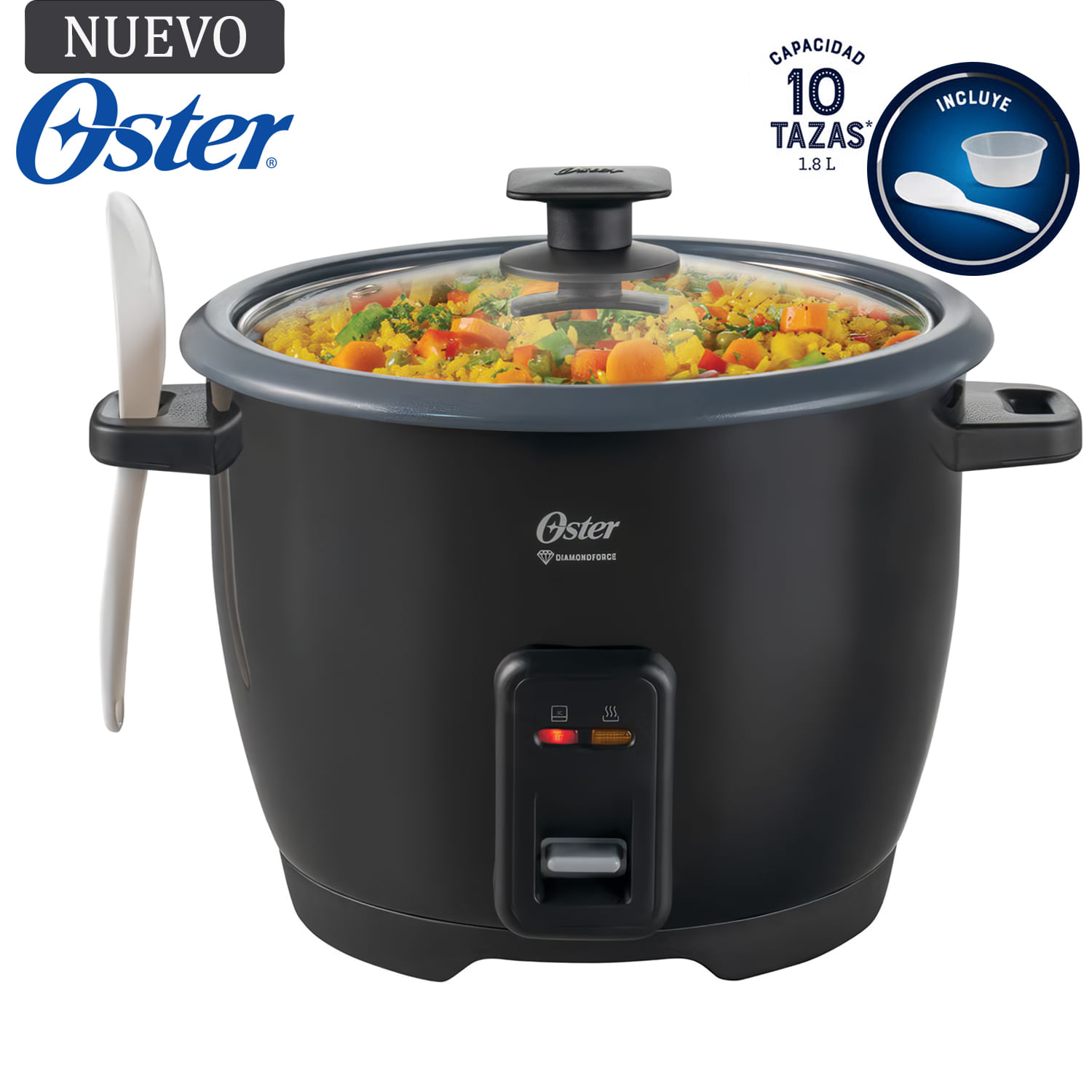 Olla Arrocera Oster de 1.8L DiamondForce CKSTRCB10DFBLK Negro