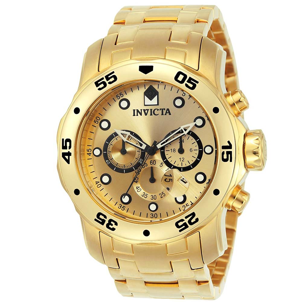 Reloj Invicta Pro Diver 0074 Fecha Cronometro Acero Inoxidable Dorado