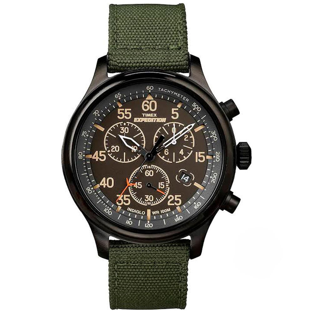 Reloj Timex Field Expedition TW4B10300 Luz Indiglo Fecha Cronometro Correa Nylon Verde