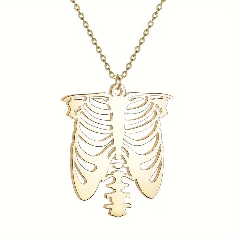 Collar anatómico caja torácica dorado medicina regalo doctor