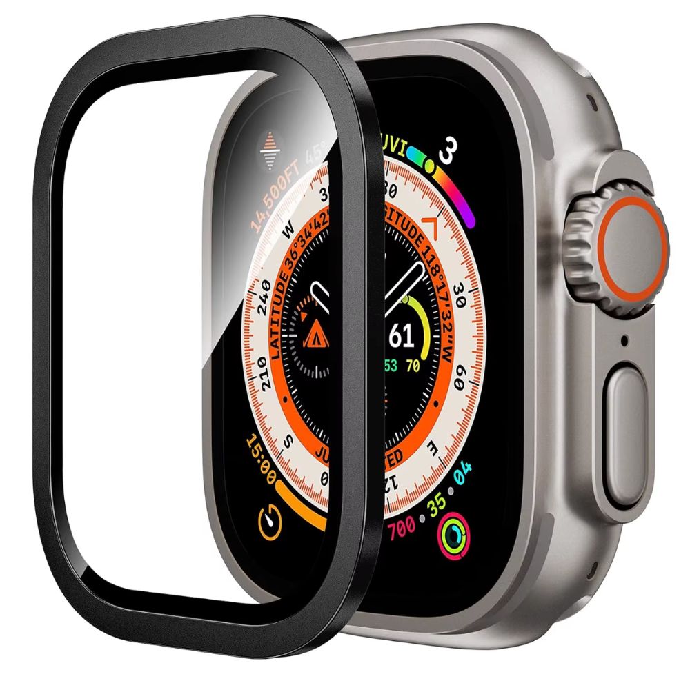 Protector de pantalla  Para Apple Watch Ultra y Ultra 2 de Aluminio Negro con Vidrio Templado