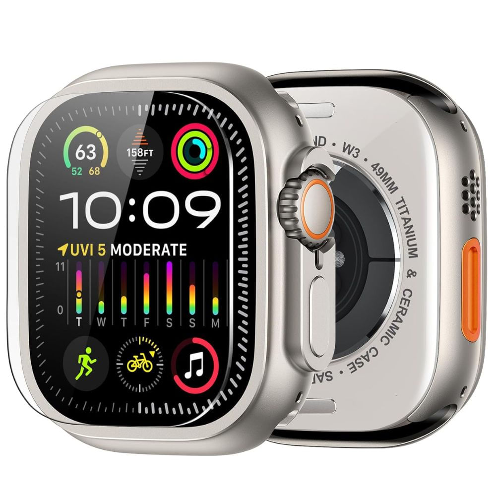 Case Para Apple Watch Ultra y Ultra 2 de Metal Titanio y Vidrio Templado