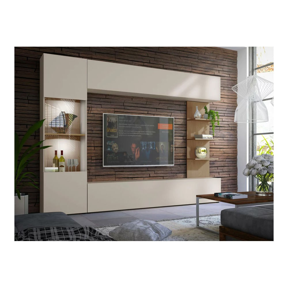 Mesa de TV Aurora Color Cemento\Blanco TU MESITA