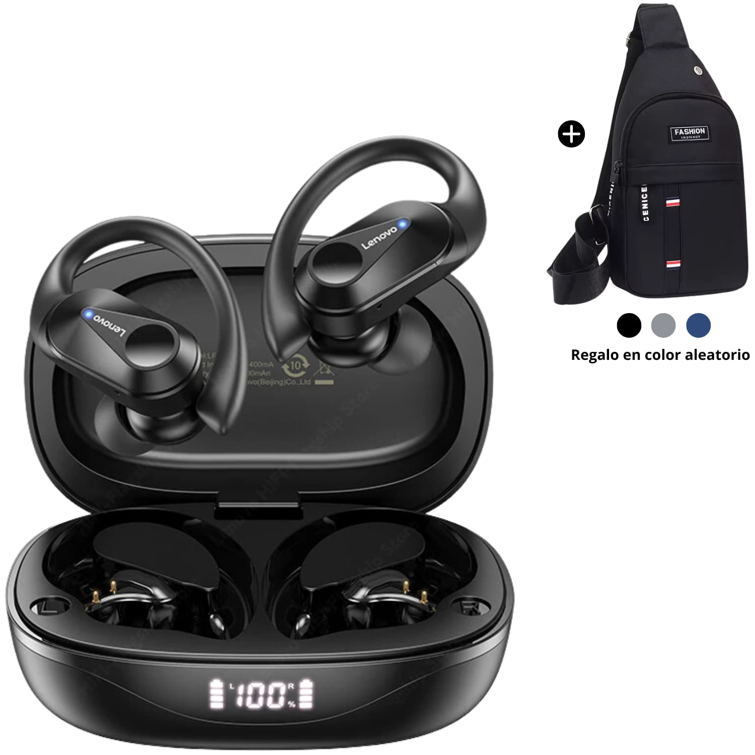 Audifonos Bluetooth Lenovo LP75 Negro + Morral Multiusos de Regalo