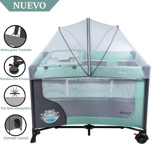 Ebaby Cuna Corral con Cambiador Happy Dream Verde