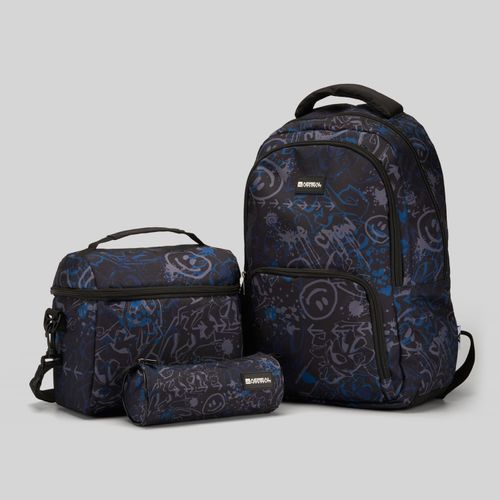 Set De Mochila + Lonchera + Cartuchera Aereal Grafiti