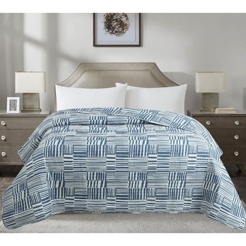 Cubrecama Pv26 Ultrasonic Print Lineas Abs 1.5 Plazas