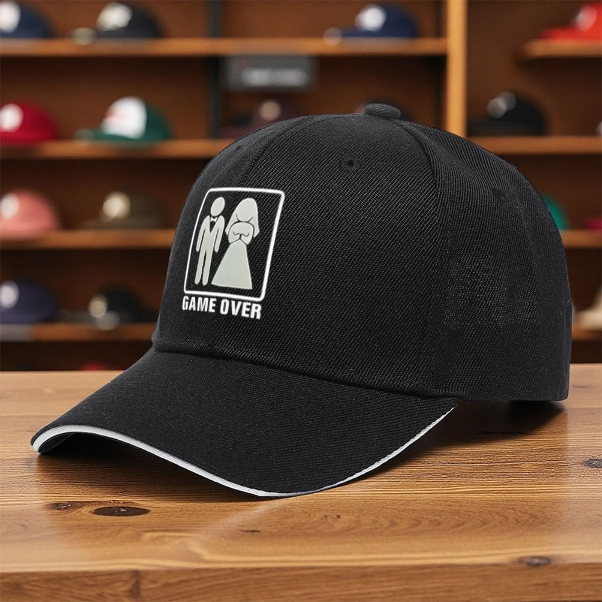 Gorra negra estilo trucker para el novio despedida de soltero groom game over