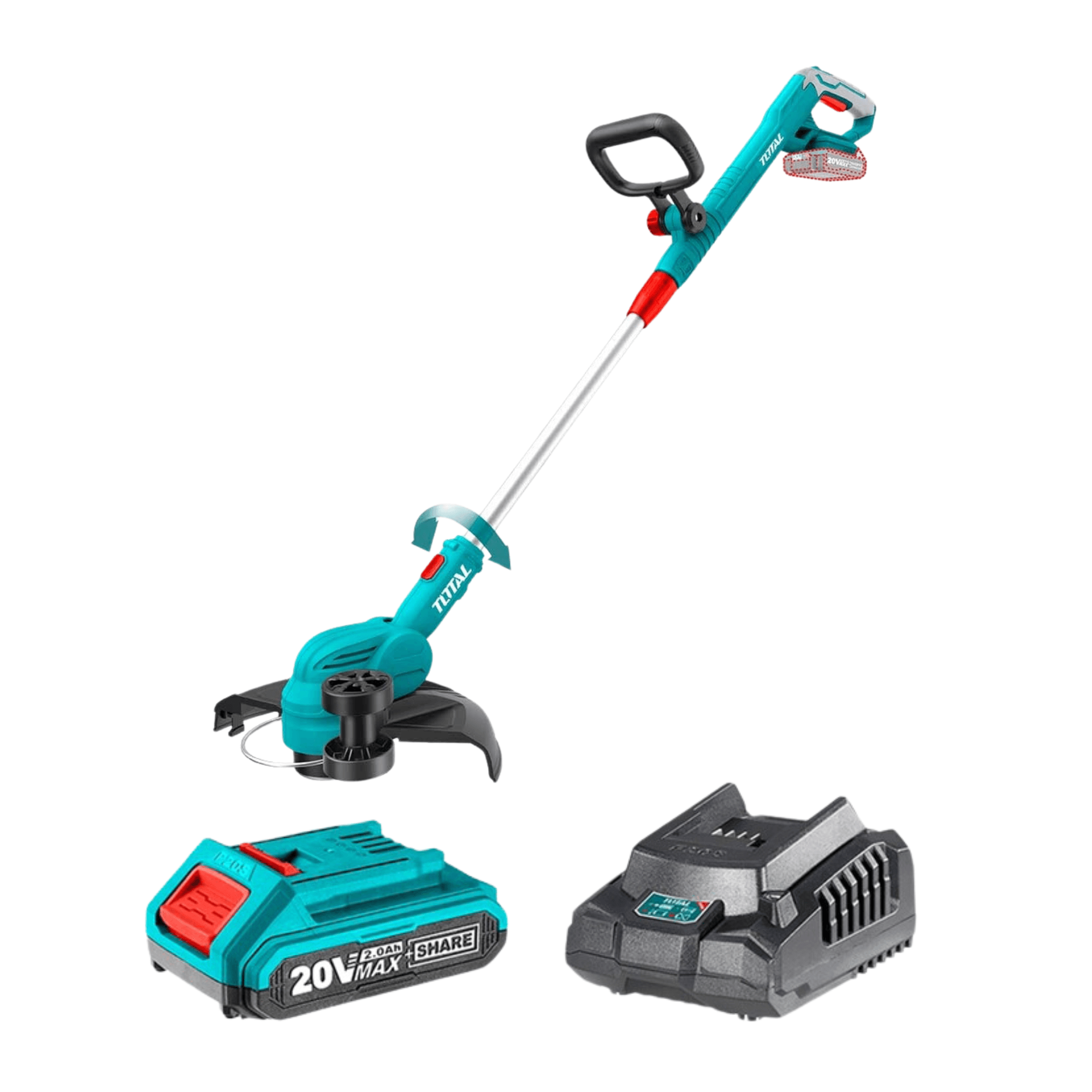 Cortador de gras 20v incluye cargador y bateria Total