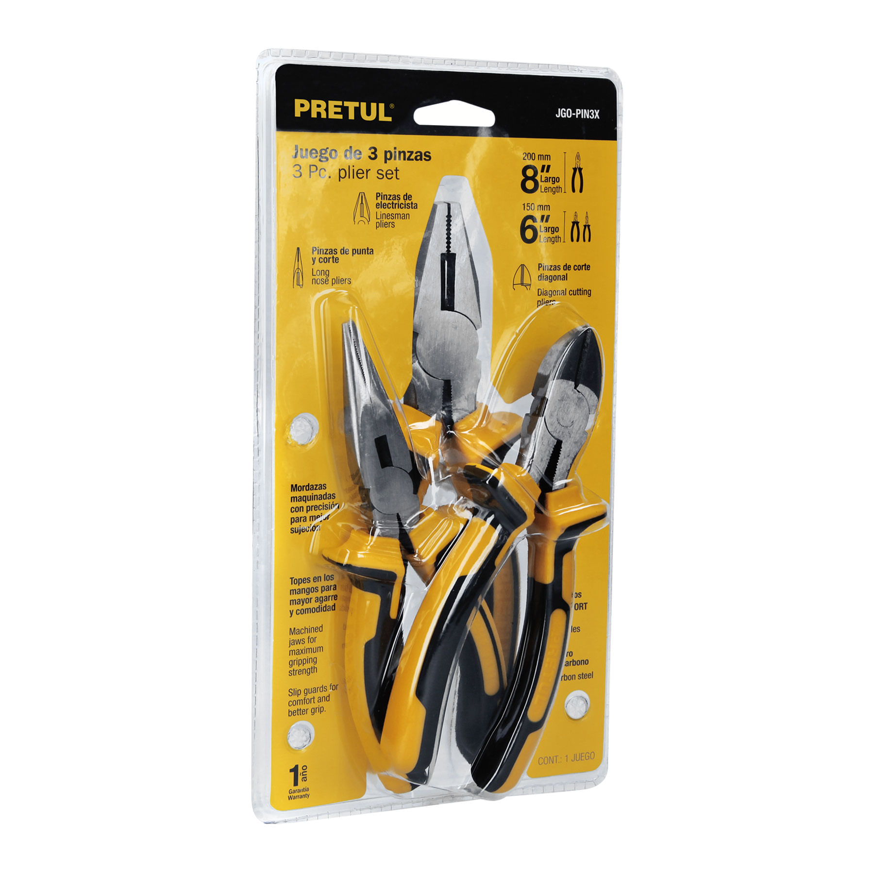 Juego de 3 alicates mango comfort grip, pretul